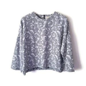 Maison Kitsune top cropped oversized linen sz 40